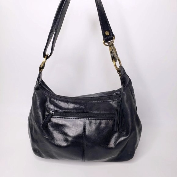 Sereta Black Leather and Suede Mix Shoulder Purse - Picture 3 of 14